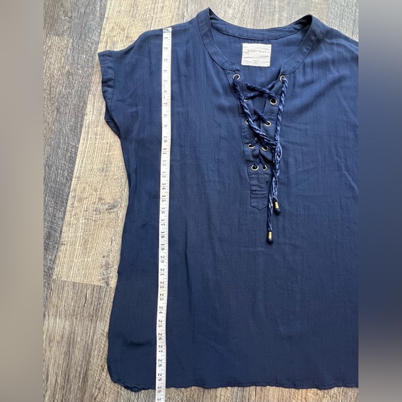 By Together You and I Navy Blue Flowy Tshirt Dress Lace up Tie Front Size L - Picture 3 of 7